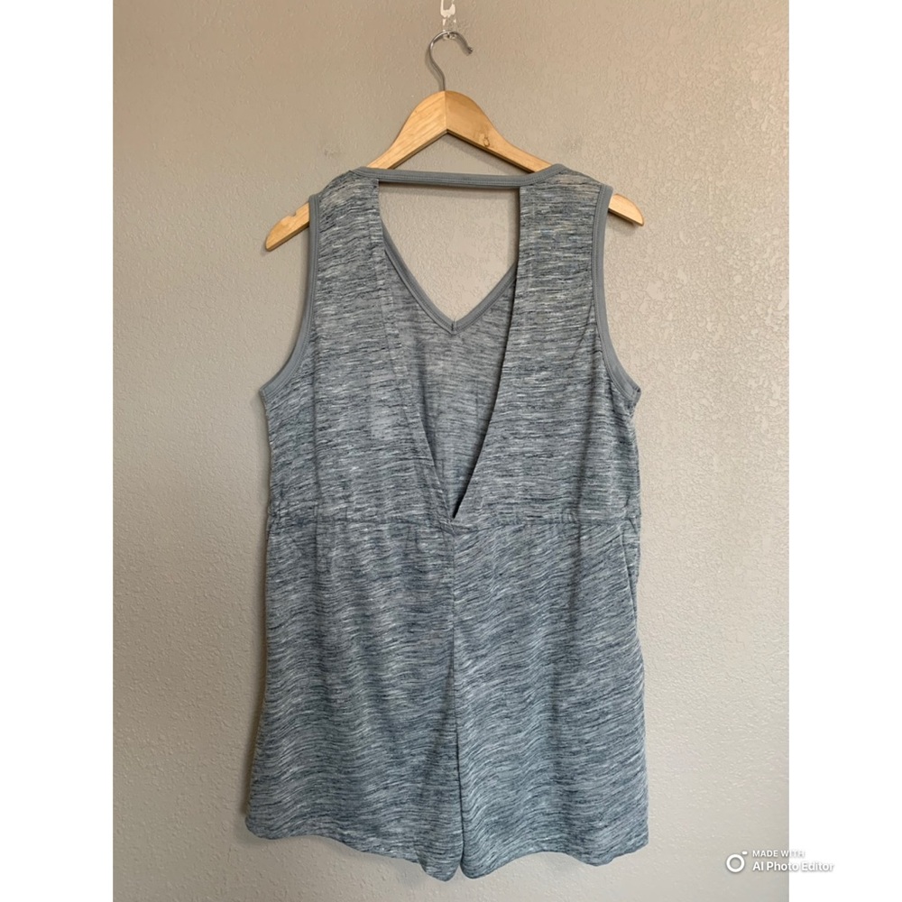 Cupshe Heather Grey Blue Drawstring Waist Jersey Romper Size Large NWT Beach - Picture 7 of 17